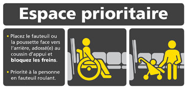 Espace prioritaire aux personnes en fauteuil roulant